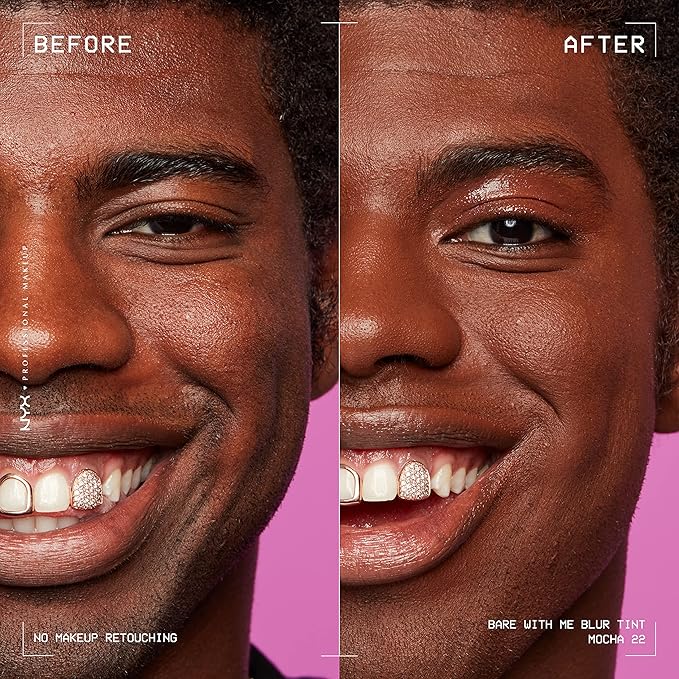 NYX PROFESSIONAL MAKEUP Bare With Me Blur Skin Tint Foundation Make Up with Matcha, Glycerin & Niacinamide - Mocha-VivaGrace Women