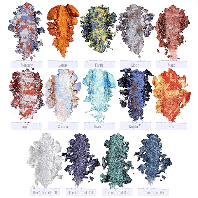 Galactic Assemble Eyeshadow Palette 14 Colors Glitter Shimmer Metallic Eye Shadow Pallet Blue Galaxy Eye Makeup Palettes Create Space-like Eyes Make up Orange Gifts for Women Girls-VivaGrace Women