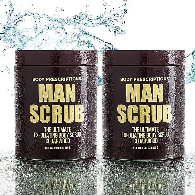 Body Prescriptions Men’s Exfoliating Body Scrub – Ultimate Skin Cleansing Wash in Jar with Twist-Top Lid, For All Skin Types, 21 Ounce (Pack of 2), Cedarwood-VivaGrace Women