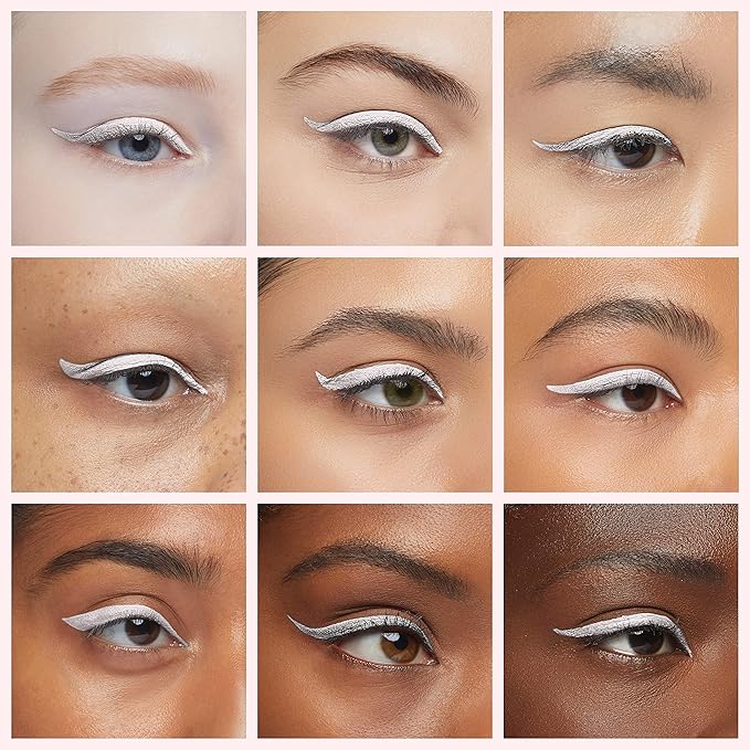 docolor White Waterproof Eyeliner Pen Longwearing with Ultra-Fine Tip Liquid Eye Liner and 2Pcs Eyeshadow Stick Cream Eye Shadow Stick Brightener Eyeshadow Pencil Crayon Highlighter Eye Shadow Stick