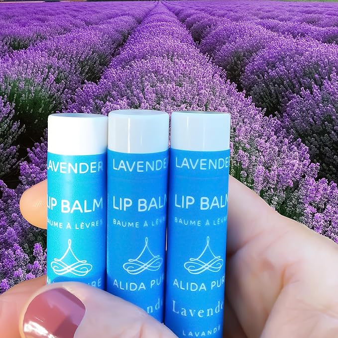 Lavender Lip Balm, Cruelty Free, Vegan Lip Balm Set, Beeswax Free, with Avocado Oil, Organic Jojoba Oil, and Vitamin E, Natural Moisturizer for Dry, Chapped, or Cracked Lips, 3 Tube Set-VivaGrace Women