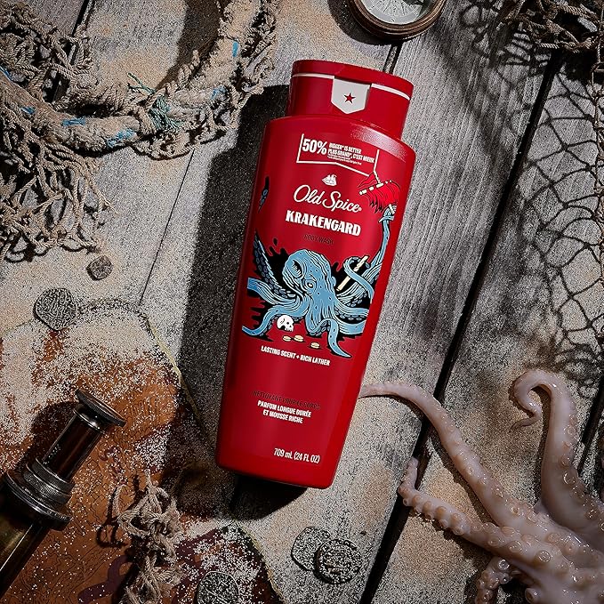 Old Spice Body Wash for Men, Krakengard, Long Lasting Lather, 24 FL OZ (Pack of 4)-VivaGrace Women